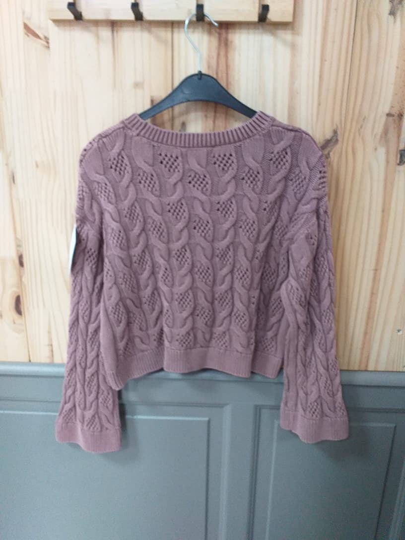 Pull Col Rond Vieux Rose Coton Femme S - vue arrière | Friperie Vintage Seconde Main Cool Frip