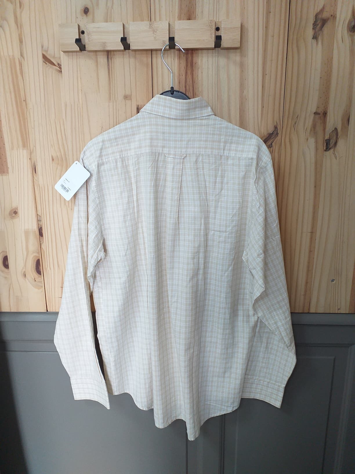 Chemise Carreaux Beige Coton Homme XL - vue dos | Friperie Vintage Seconde Main Cool Frip