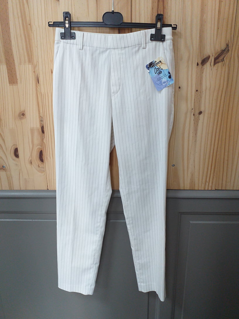Pantalon Rayures Noir Blanc Polyester Viscose Femme XS - vue devant | Friperie Vintage Seconde Main Cool Frip