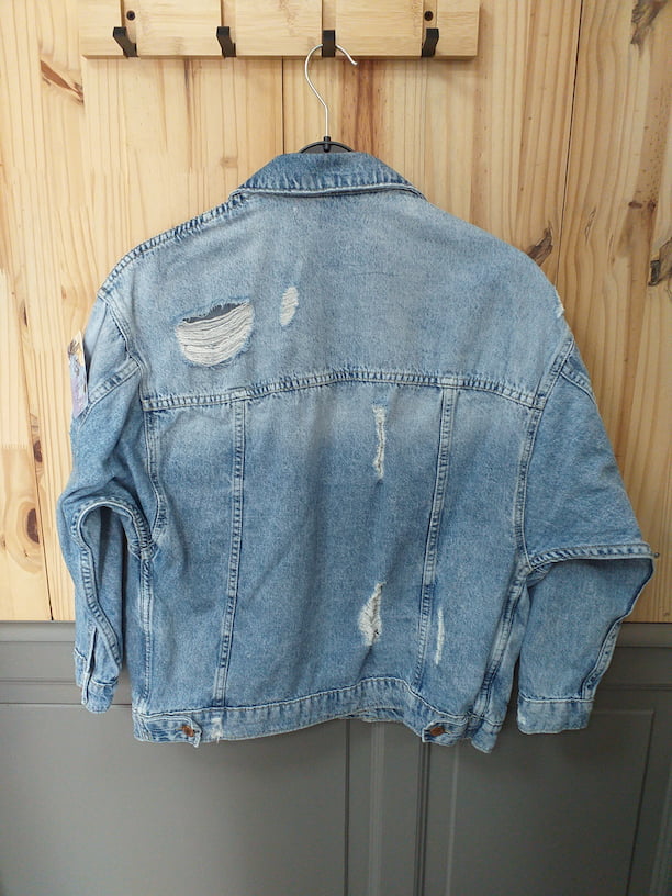 Veste Jean Bleu Coton Femme S - vue de dos | Friperie Vintage Seconde Main Cool Frip