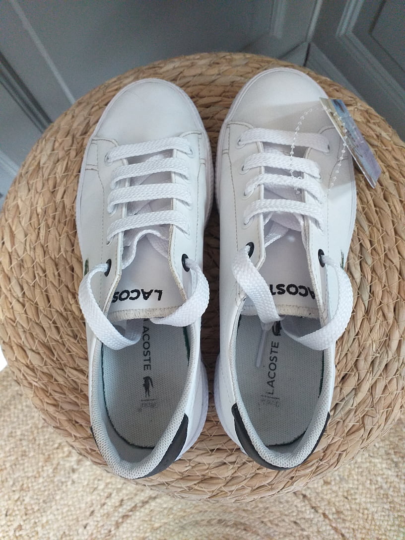 Basket Lacoste Blanc Polyuréthane Enfant Pointure 34 - vue de dessus | Friperie Vintage Seconde Main Cool Frip