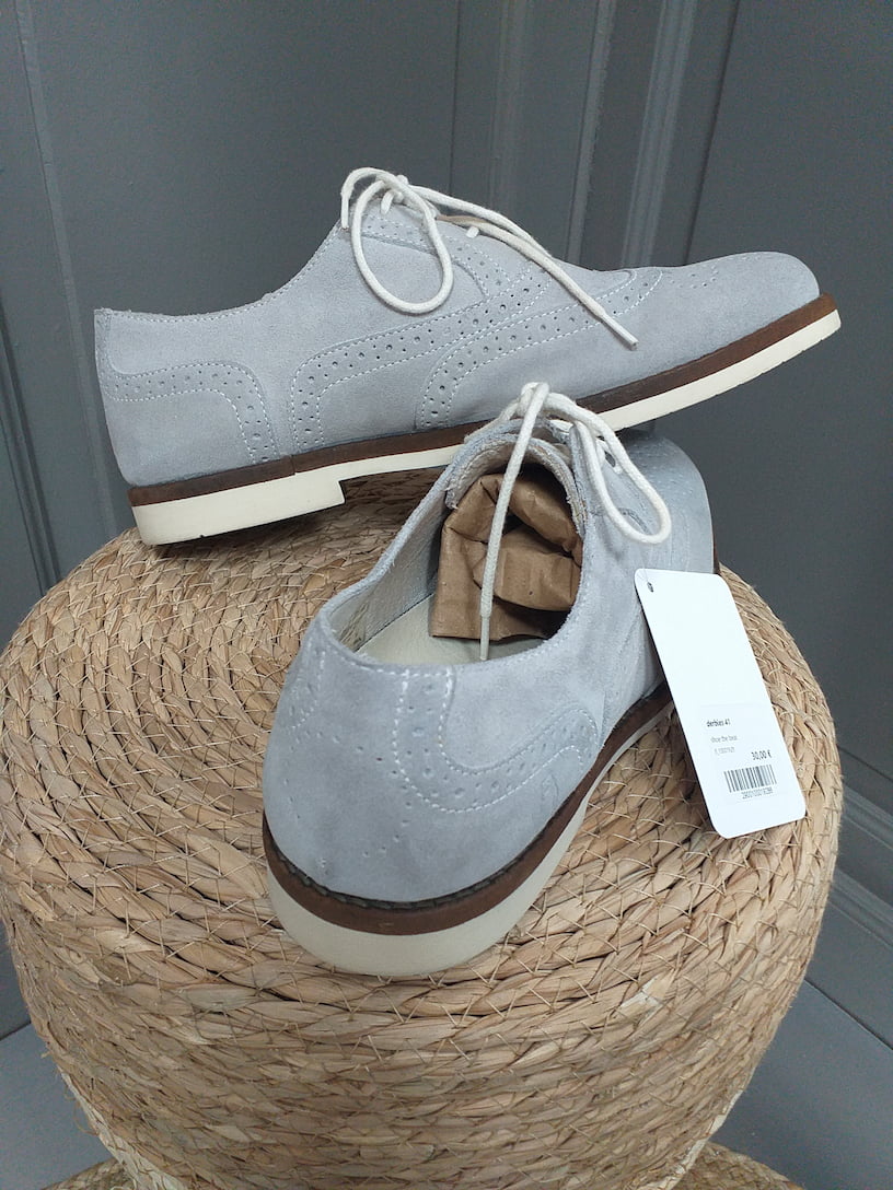 Derbies Gris Clair Daim Homme 41 Shoe the Bear | Friperie Vintage Seconde Main Cool Frip