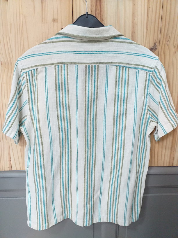 Chemise Rayée Bleu Vert Coton Polyester Homme XL Armand Thierry - vue de dos | Friperie Vintage Seconde Main Cool Frip