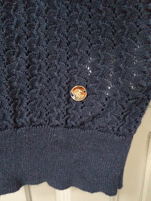 Pull Manche Courte Bleu Coton Viscose Femme La Petite Étoile - détail marque | Friperie Vintage Seconde Main Cool Frip